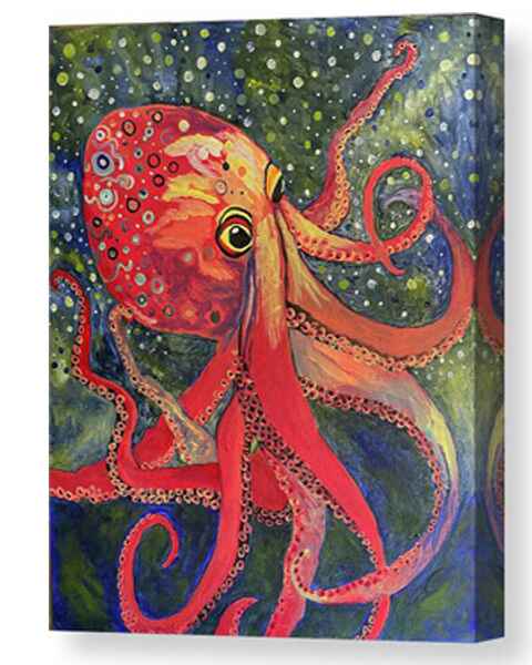 Vibrant Red Octopus canvas print