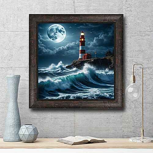 ​Coastal Full Moon Lighthouse&nbsp;wall view